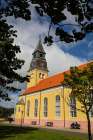 Skagen, Denmark. Ved Church with terra cotta tile roof. Art Print